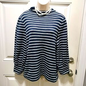 Madewell Navy and White Striped Sweatshirt size XL